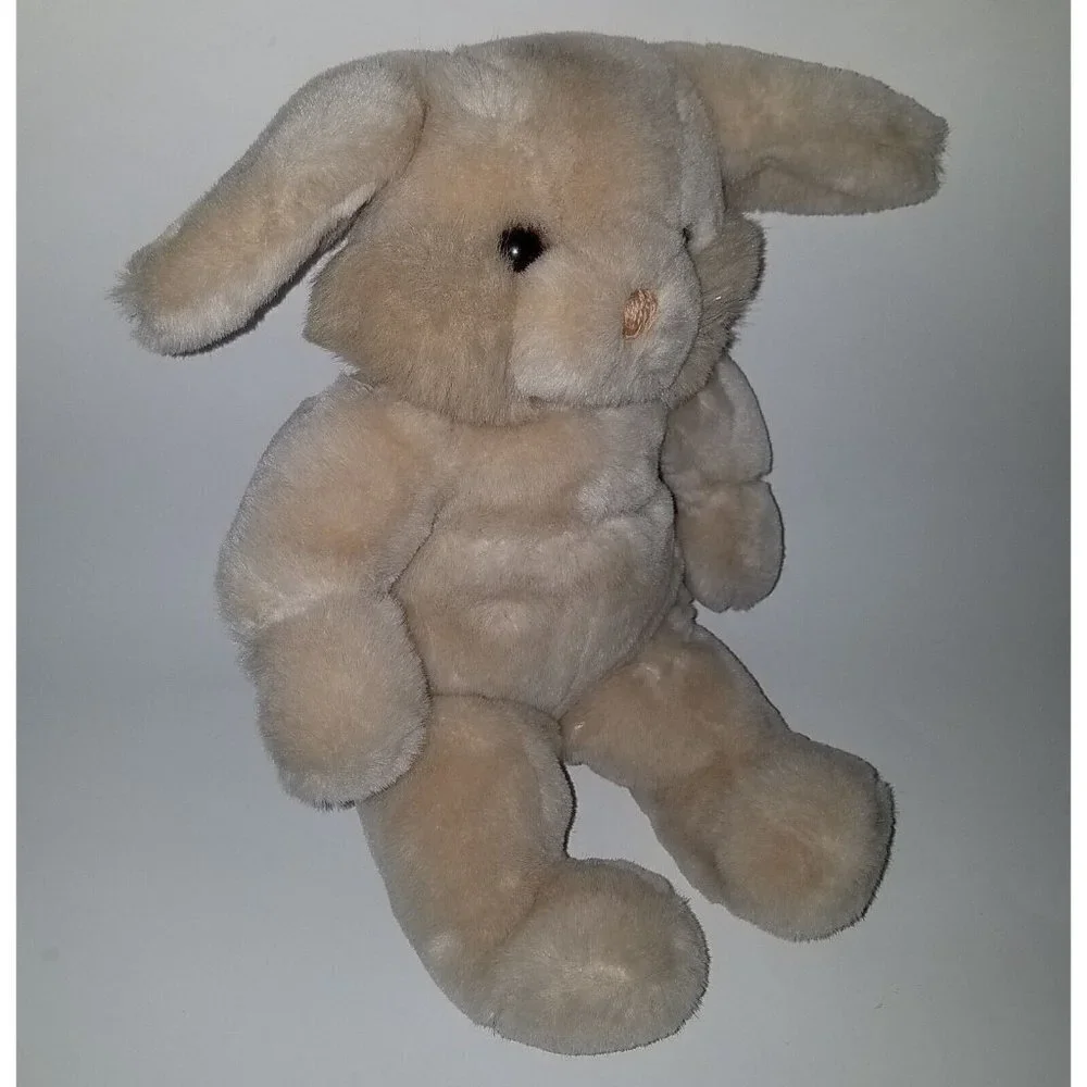 VTG Heartline Tan Brown Bunny Rabbit Plush Lovey Stuffed Animal Toy Easter 1988